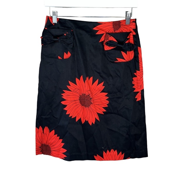 New Grace Dane Lewis Workshop Red Floral Chic Pencil Skirt Red - Size 4 - Picture 1 of 10